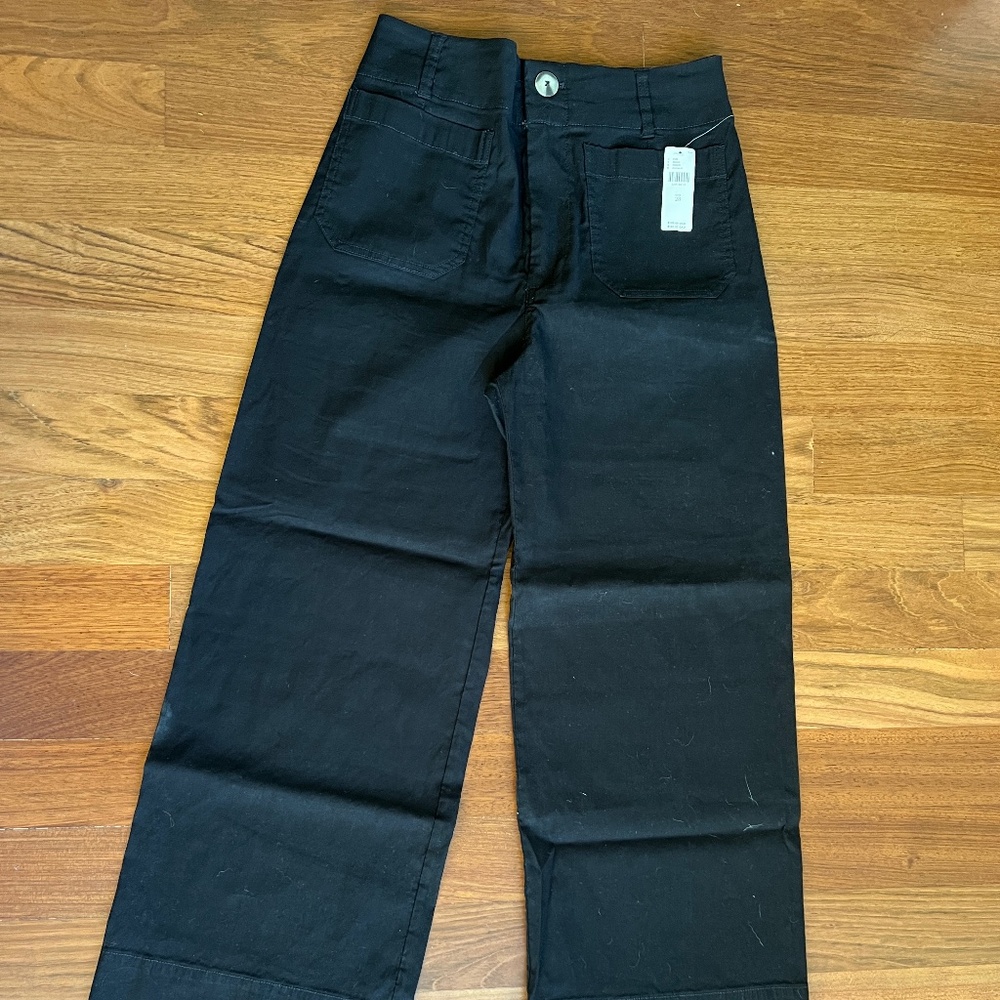 Anthropologie (Maeve) Colette wide leg cropped pant, black, sz 28 - Picture 2 of 5